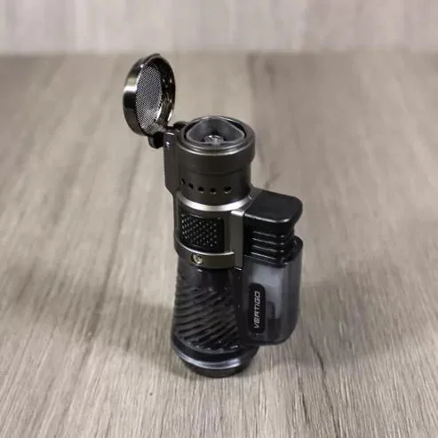 Vertigo Lotus Cyclone - Triple Jet Flame wind resistant torch Lighter - Charcoal
