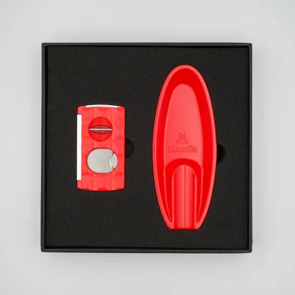 Gift Set Ashtray and Cutter - Mantis Red