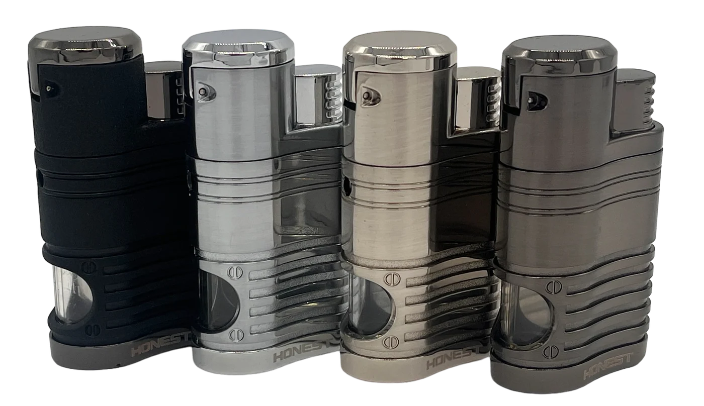 Honest Galway Quad Cigar Lighter with Punch - Chrome