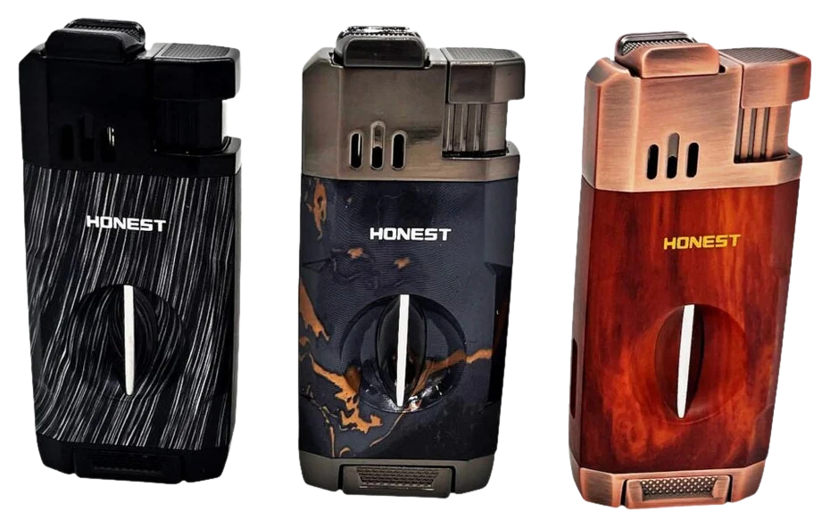Honest Metropolitan Cigar Lighter With V Cutter - Black
