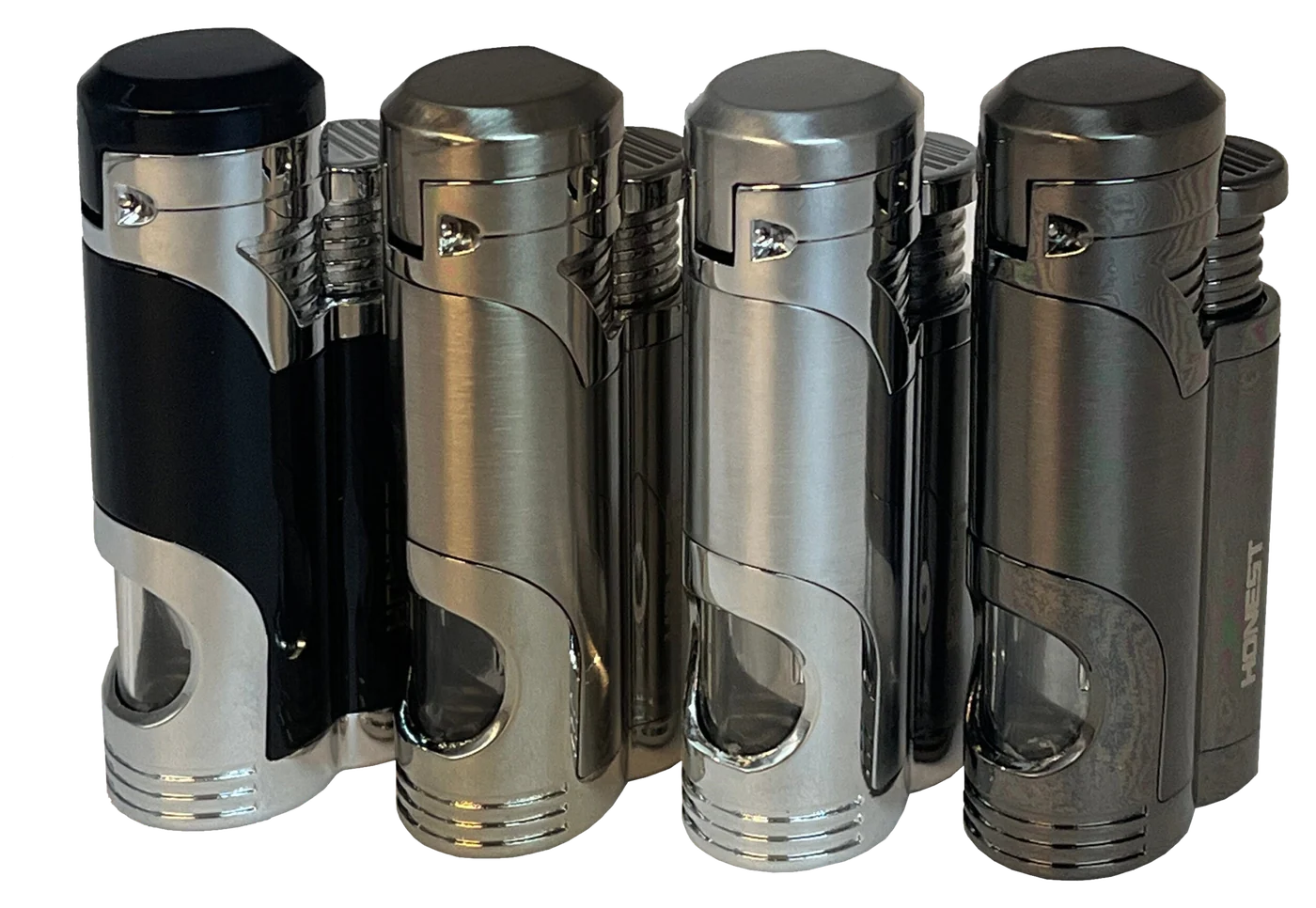 Honest Tarn Twin Jet Cigar Lighter with Punch - Chrome